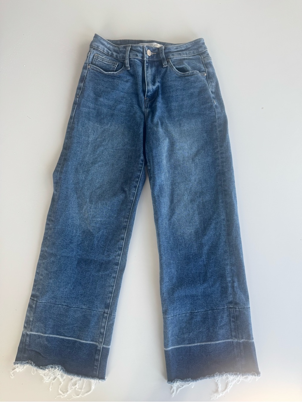 Altar'd State Distressed Wide-Leg Denim in Mid Blue